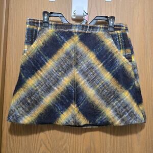 Urban Outfitters Journey Wool Pelmet Plaid Mini Skirt Chevron Fuzzy Large